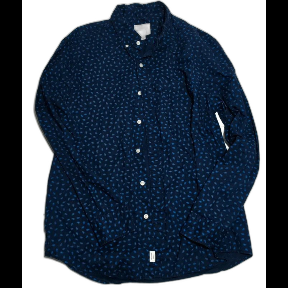 Men's navy and blue micro paisley shirt